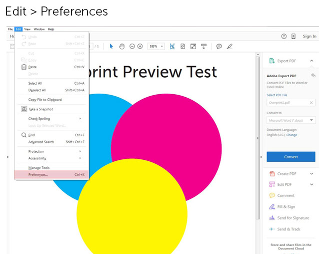 Overprint Preview Settings for PC